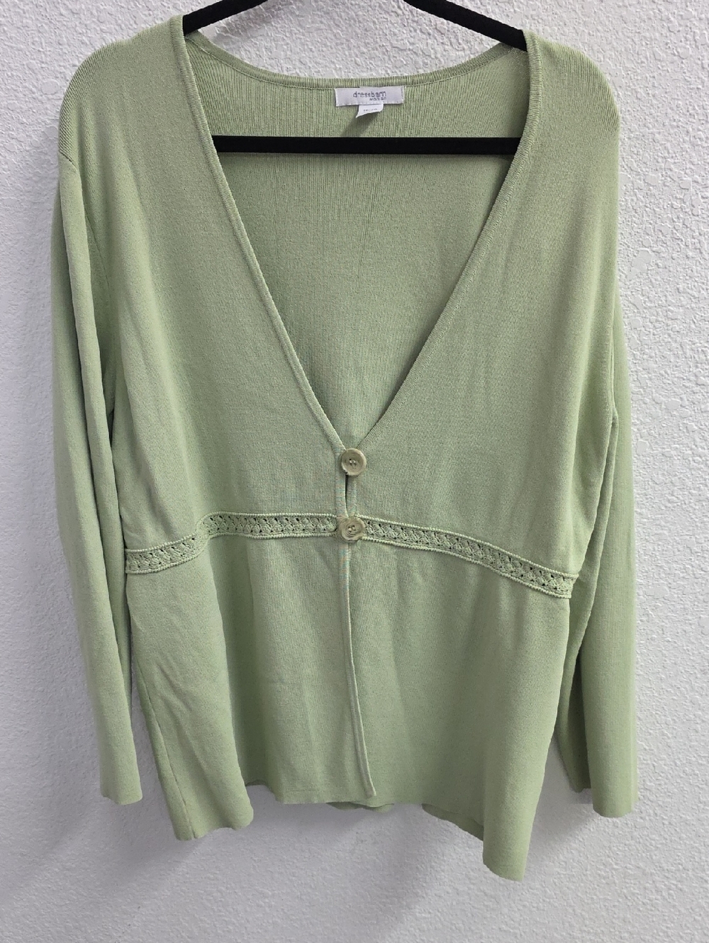 Dressbarn Sage Green Knit Long Sleeve  Cardigan Sweater 18/20